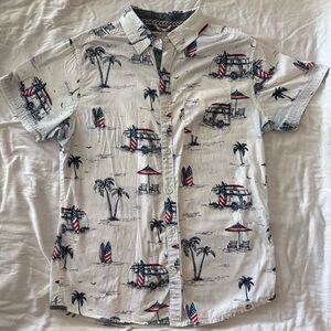 Free Planet Surf Van and Palm Print Men's Shirt